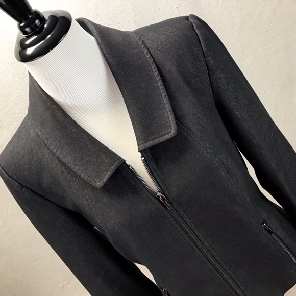 Calvin Klein Zipper Blazer Jacket Black Silver 6 - Picture 4 of 8